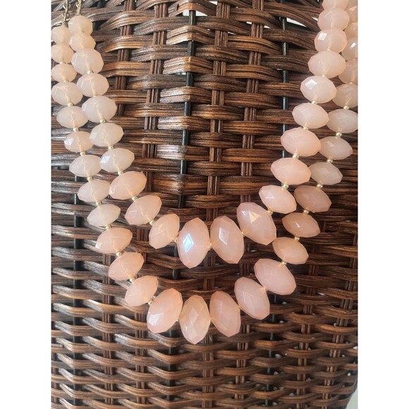 Unbranded Jewelry - Acrylic Pink Layer Beaded Statement Necklace Faceted Womens
